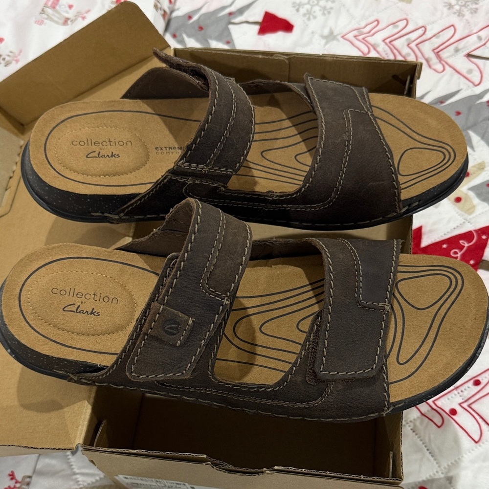 Clarks Dark Brown Men's Flip-Flops - Picture 4 of 6